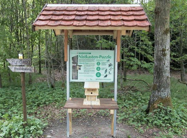 Infopunkt am Nistkastenlehrpfad.